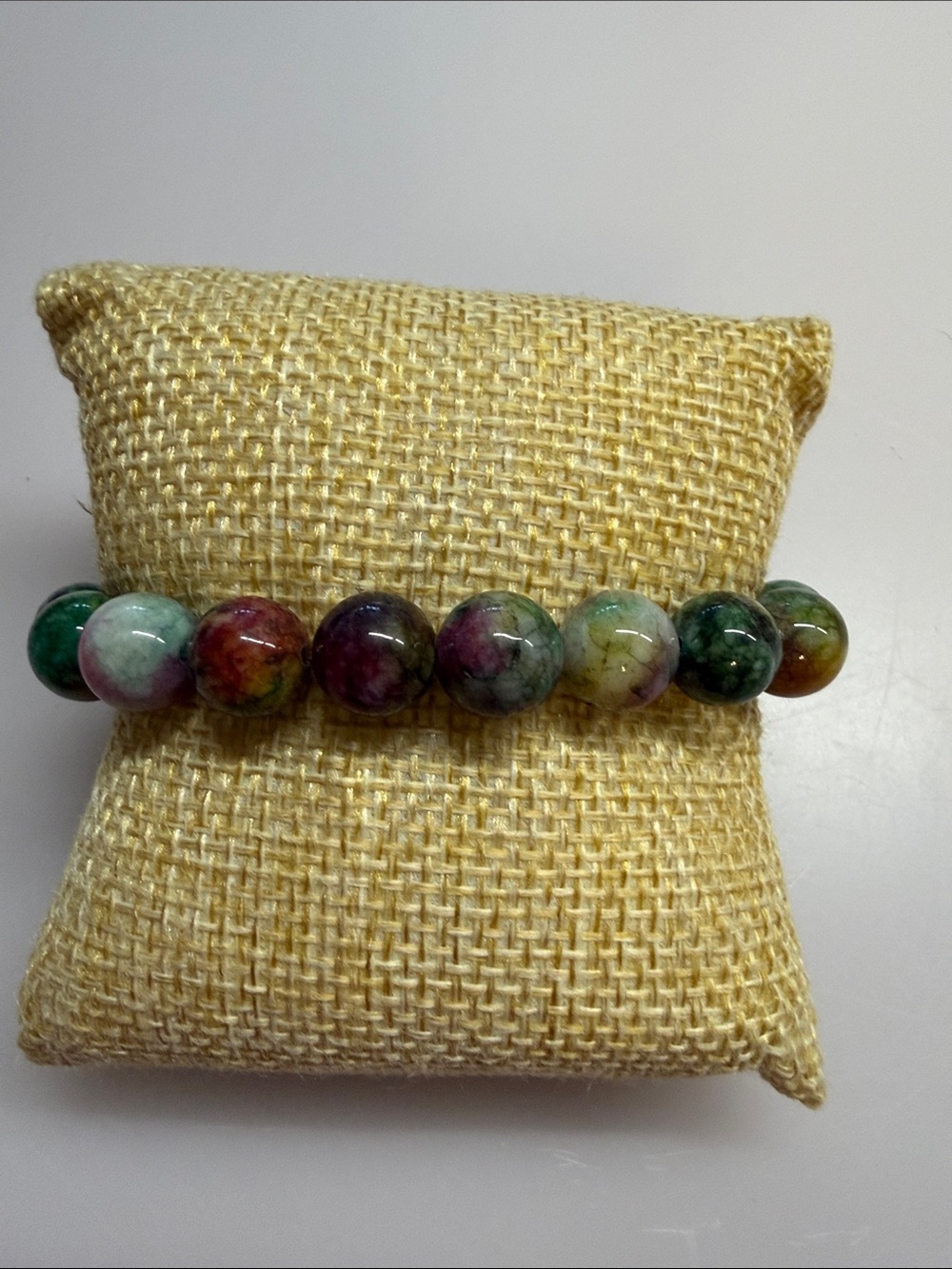 Dyed quartzite Multicolor Natural Stone Bead Stretch Bracelet